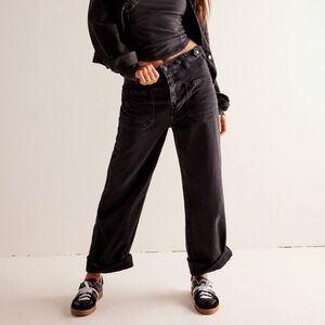 Free People Black Wide Leg Jeans
